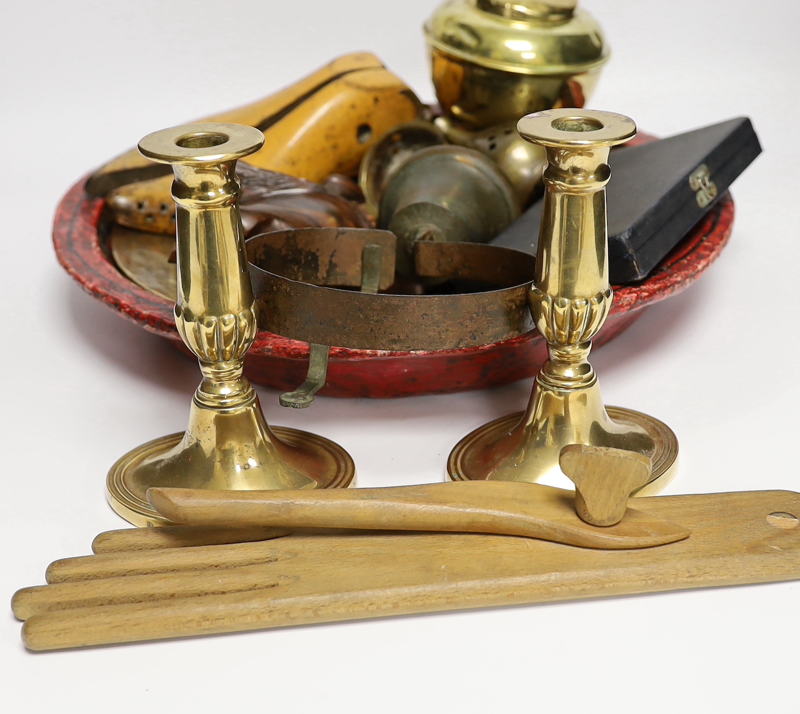 A collection of treen, metalware and other items